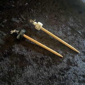 Hair Stix Black Onyx/Pearl Stone